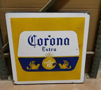 Corona Extra Beer Metal Table Porcelain Top #65-Mexican-Restaurant-30x30-Vintage • $179.97