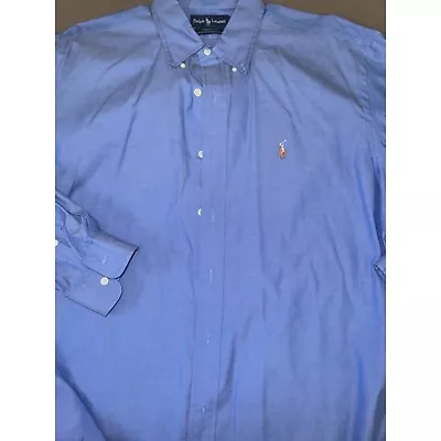 Ralph Lauren Yarmouth Blue Men’s Long Sleeve Button-down Shirt 16 1/2 Neck 35 • $22