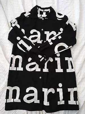 Marimekko Women's Collar Long Sleeves Button Up Spell Out Print Shirt Size 38 • $64.40