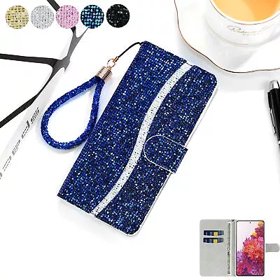 For Samsung S21 Ultra S20 S20FE S10 S9 S8 S7 Luxury Glitter Leather Wallet Case • $13.66