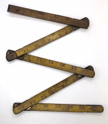 Vintage Folding Yardstick Ruler Measuring Stick Wooden Standard Made In USA • $12