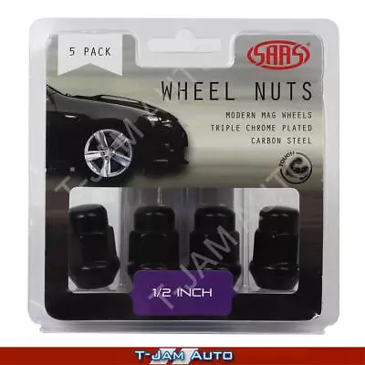 SAAS Wheel Nuts Bulge 1/2 Blk 35mm 1x5PK For Ford Explorer 1991-On • $22.95