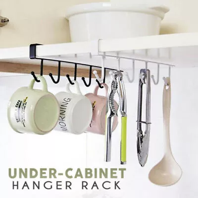 Premium 6 Hooks Kitchen Cup Holder Firm Hang Under Shelf Storage Rack Organiser • $13.88