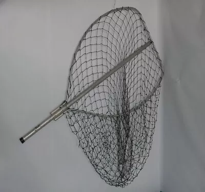 Vintage 84  X Large Metal Fishing Landing Net 34  Long X 27  Wide 33 Deep Folds • $80