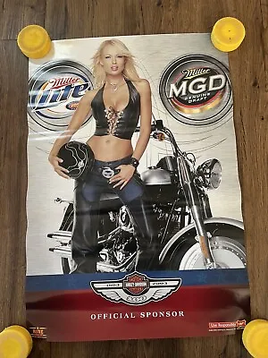 2003 Harley Davidson 100th Anniv. Miller Lite Genuine Draft Beer Poster MGD • $19.99