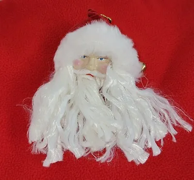 Vintage Santa Head Christmas Ornament 5.5inch Red Hat Beard Holiday St. Nick • $5.94