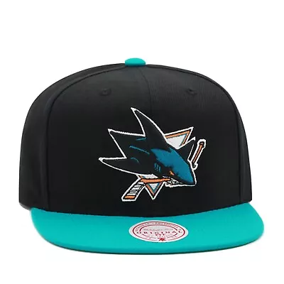 Mitchell & Ness San Jose Sharks 2-Tone Snapback Hat - Black/Teal/Green Bottom • $36.90