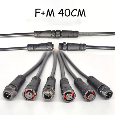 IP68 Waterproof Male Female Plug Wire Connector Cable Electrical Wire F + M 40cm • $6.56