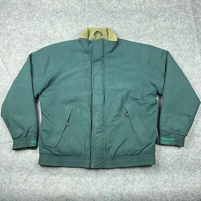 Cabelas Jacket Mens Large Green Fleece Lined Hooded Outdoors Winter Coat • $29.95