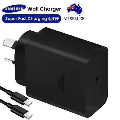 Genuine Samsung 45W Super FAST Wall Charger PD Adapter & Type C USB-C Cable S23 • $33.99