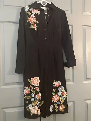 Eci New York Embroidered Denim Shirt Dress Size XS • $60