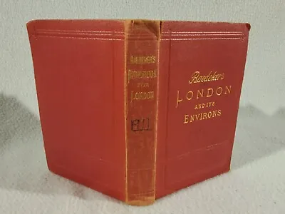 Vtg 1911 Handbook Travelers Karl Baedeker Guidebook Maps ~ London And Environs • £19.26