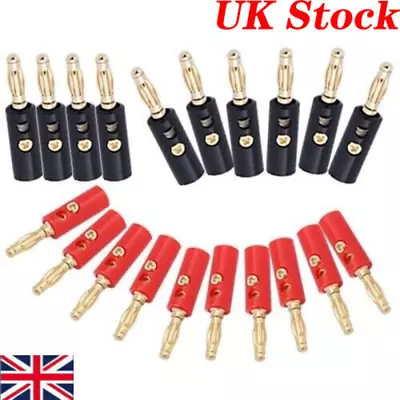 10Pcs/set 4mm Banana Screw Speaker Audio Cable Wire Plugs Connector Black Red • £5.95