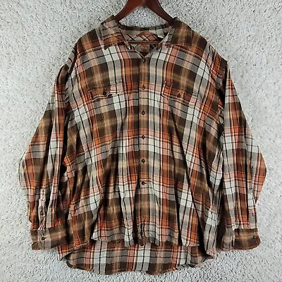 Timberland Flannel Shirt Men Size XXXL 3XL Classic Fit Brown Plaid Outdoors Work • $17.88