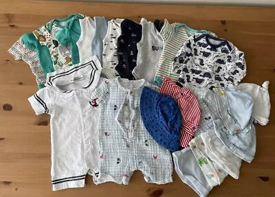 Baby Clothes Bundle Boy 0-3 Months Vest Short Sleeve Hat HM Cardigan Sailor Suit • £12