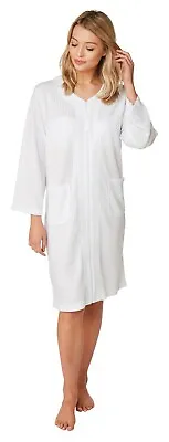 Ladies Waffle Zip Robe Dressing Gown S To L white Ma22794c • £18.95