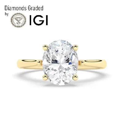 D/VS1 2.00 CtSolitaire Lab-Grown Oval Diamond Engagement Ring 14K Yellow Gold • $1744.20