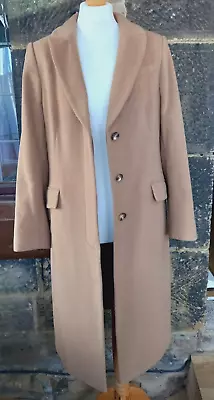 M&S Collection Wool + Cashmere Mix Camel Overcoat UK 12 • £18.99