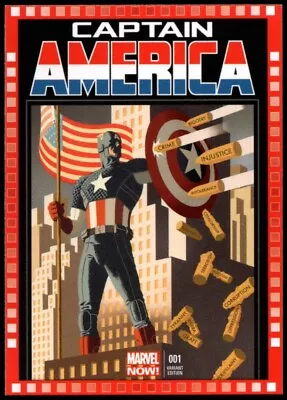 2013 UD Marvel Now!  CUTTING EDGE VARIANT COVER  Card #104-HA CAPTAIN AMERICA #1 • $4