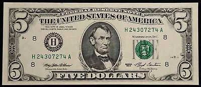 1993 Series $5 Five Dollar Federal Reserve Note - St. Louis - H24307274A - UNC • $6