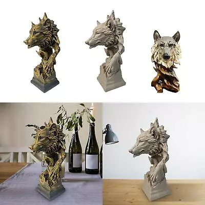 Animal Head Decor Tabletop Ornament Antique Figurine Wolf Head Sculpture Animal • $59.16