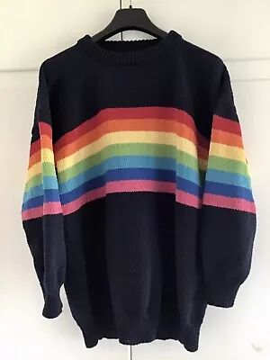 NEW Handmade Navy Rainbow Jumper - Size 16/18/20 (Bust 52” Approx) • £32