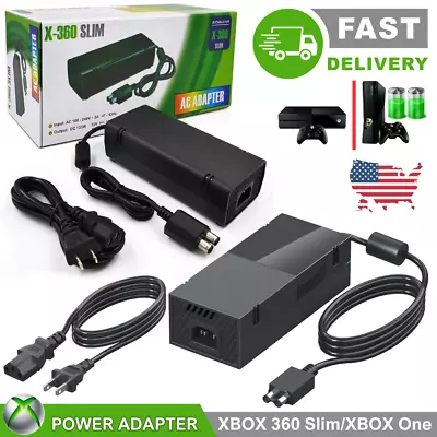 For Microsoft Xbox One / 360 Slim Power Supply Adapter Brick Charger Power Cable • $17.85