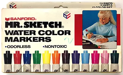 1991 Sanford Mr. Sketch Water Color Markers 12 Color Set No. 22072 UNSCENTED • $12