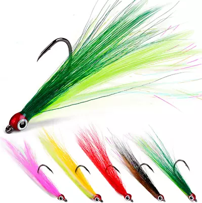 5pcs/Bag 3D Eyes Lead Head Feather Jigs Bait Saltwater Lures Bass Fishing Tackle • $17.28