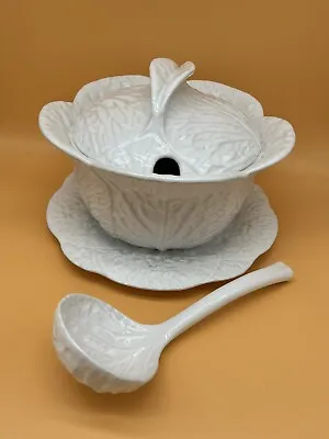 White Cabbage SOUP TUREEN W/Ladle Underplate MajolicaPORTUGAL Bordallo Pinheiro? • $95