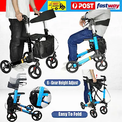 Rollator Walkers With Seat Easy Folding Wheelchair Walking Aid For Adult Elderly • $151.99