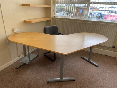 £50 • Buy IKEA Large Corner Beech Table Computer Desk With Matching Cabinet