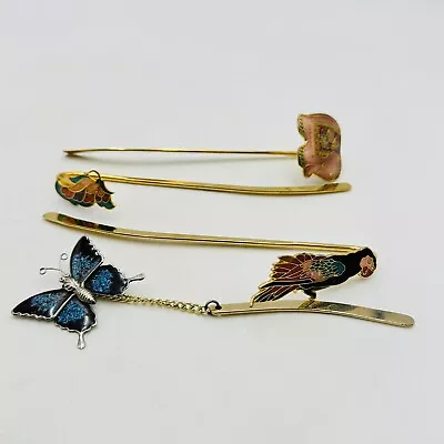 Gold Tone Metal Bookmark Parrot Elephant Butterfly Set Of 4 Bookmarks Vintage • $19.98