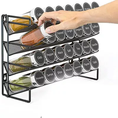 4 Tier Spice Racks Organiser Cabinet For Kitchen Wall Mounted Seasoning Storage • £14.98