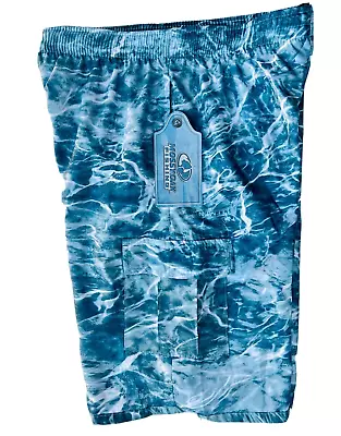 Mossy Oak Fishing Elements Swim Shorts NWT Boys Size 8 SMALL Aqua Blue Camo • $10.88