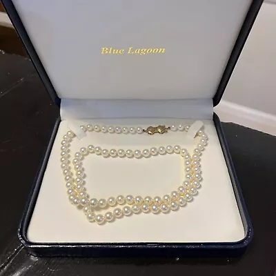 MIKIMOTO BLUE LAGOON 14K 24'' PEARL NECKLACE! 6 -6.5 Mm Orig Box And Certificate • $525