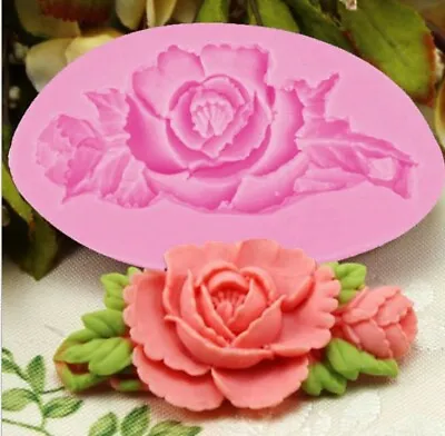 3D Silicone Rose Flower  Fondant Mould Cake Rose Plants Decorating Icing  Mold • £2.97