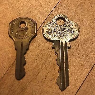 2 Vintage Keys P & F CORBIN New Britain CT PadLock Door Mailbox Cabinet • $5.75