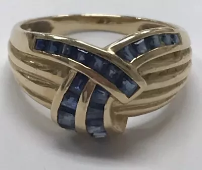 GORGEOUS Vintage 14K Yellow Gold Sapphire Band Ring Size 6.25 • $549.99