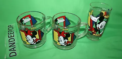 Disney Mickey And Minnie Mouse 3 Piece Glass Coffee And Juice Cups Mugs • $24.99