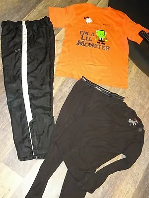 Boys Lot LARGE ~ Champion Track Pant Sweatpant ~ Im Little Monster Hanes Thermal • $19.99