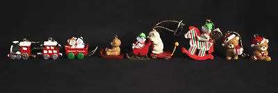 Lot Of 8 (Eight) Miniature Christmas Ornaments Train Bears Mouse • $12.50