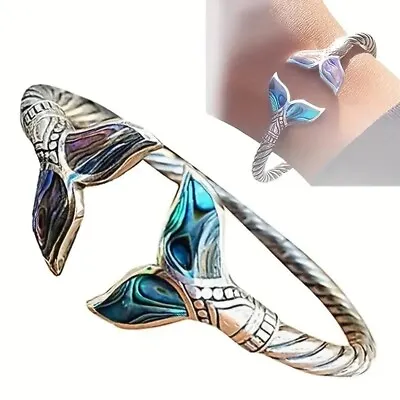 925 Sterling Silver Elegant Fashion Charms Little Mermaid Bracelet Bangle Cuff • $13.74