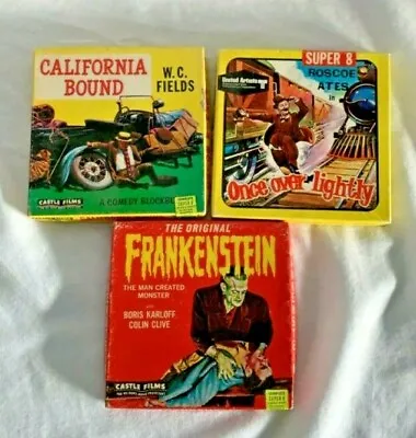 Lot Of 3 Super 8 Films   Frankenstein Once Over Lightly And California Bound • $65