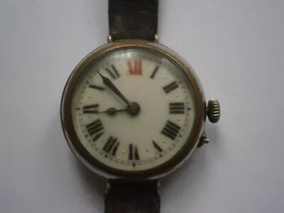 Vintage Gents TRENCH Wristwatch RED 12 Mechanical Watch Spares Or Repair Swiss • £18