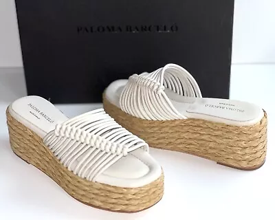 $200 • Buy Paloma Barcelo Lola Espadrille Platform Sandals Woven Leather White EU 36 /US 6