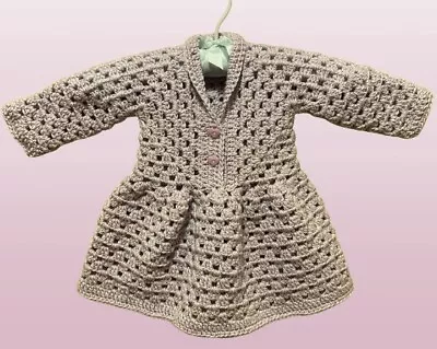0-6 Months Baby Hexagon Cardigan Dress Pastel Lilac Sparkle Hand Crochet New • £7.30