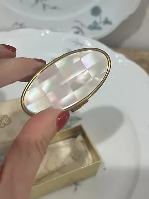 Vintage MAX FACTOR Hi Society Mother Of Pearl Metal Compact For Lipstick NEW • $44.99