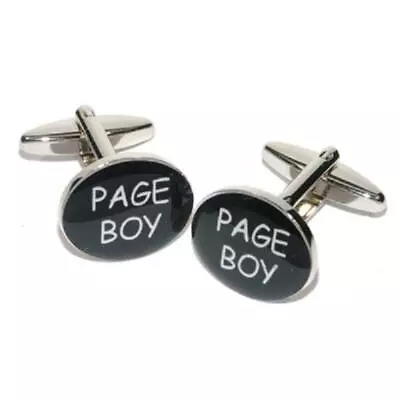 Page Boy Oval Black Wedding CUFFLINKS Mens Accessory Birthday Present Gift Box • £16.21