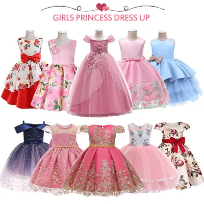 Flower Girls Bridesmaid Dress Baby Kids Party Wedding Lace Bow Princess Dresses • £12.91